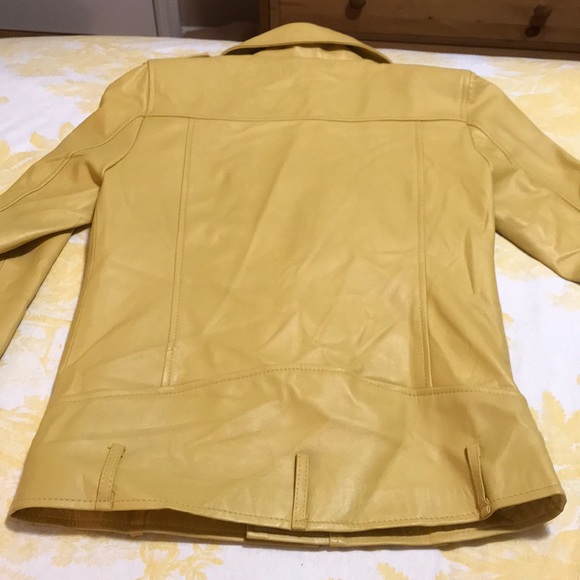 Yellow Genuine Leather Classic Motorcycle Jacket - Picture 3 of 3